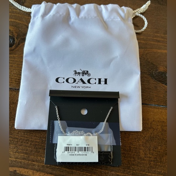 NWT Coach Silver Gem Necklace with Delicate Chain - Picture 2 of 4